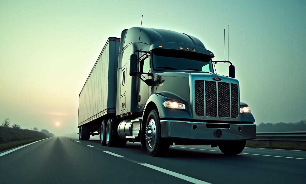 Heavy industrial cargo truck on highway